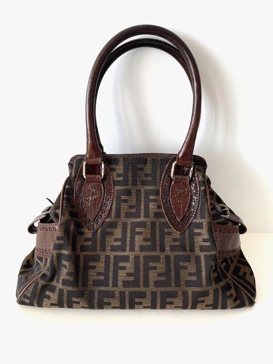Fendi Handbags - FENDI Zucca Du Jour Leather Trim Handle Canvas Tote w/Card & Dust Bag & Box